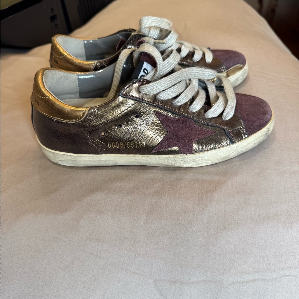 Golden Goose Metallic Sneakers with Purple Star size 36